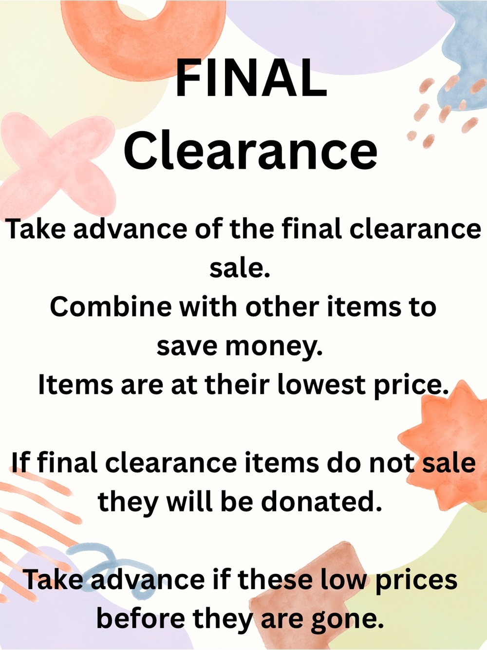 Final Clearance Sale Sign - Pastel Accent tank top
